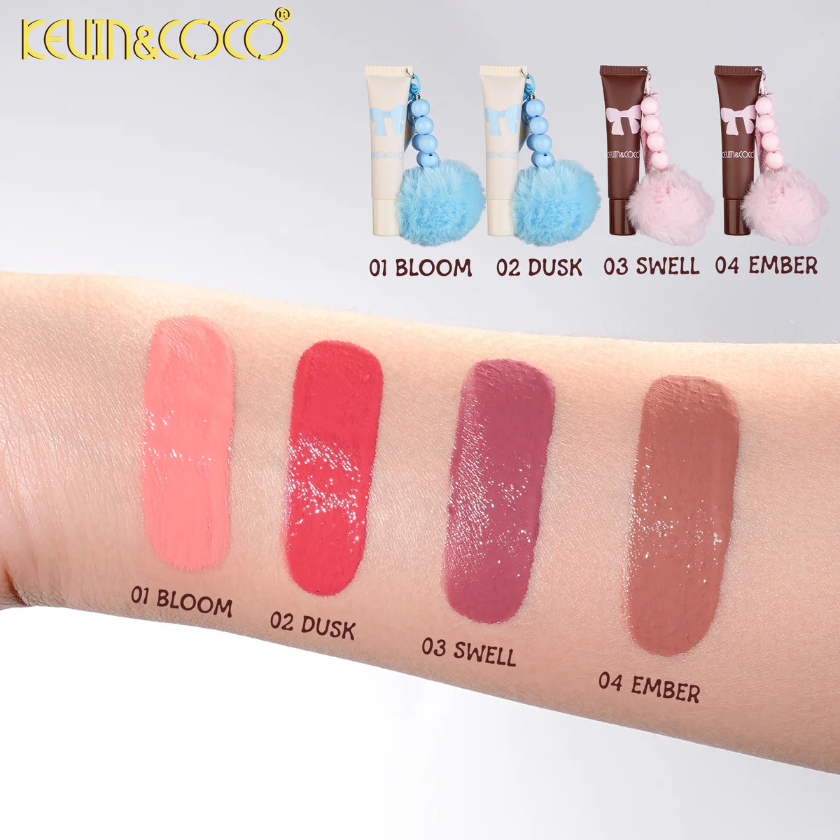 BIG KID LIQUID BLUSH WITH POM POM KEYCHAIN