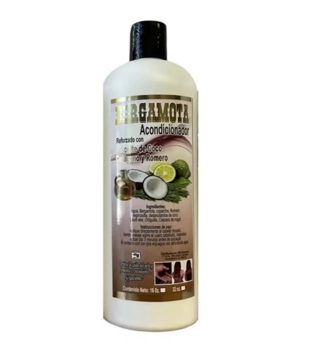SHAMPOO Y ACONDITIONER DE BERGAMOTA REFORZADO CON ACEITE DE COCO, COLÁGENO Y ROMERO