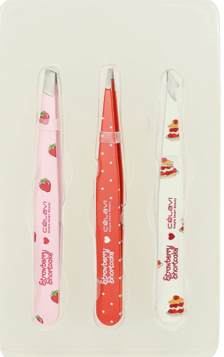 Celavi-STRAWBERRY SHORTCAKE 3PC PRINTED TWEEZER SET