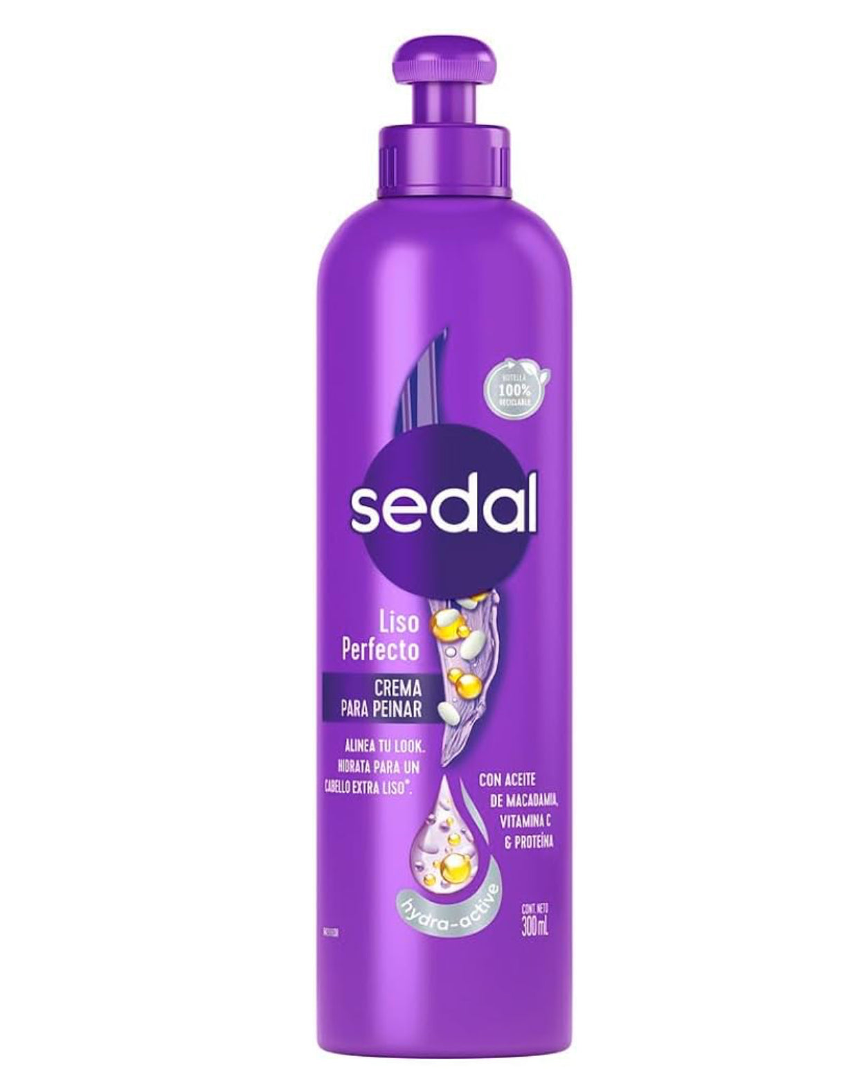 SEDAL Crema Para Peinar Liso Perfecto, Deja Tu Cabello Liso Y Fuerte De La Raíz A Las Puntas, Con Aceite De Macadamia, Vitamina C Y Proteína De Seda