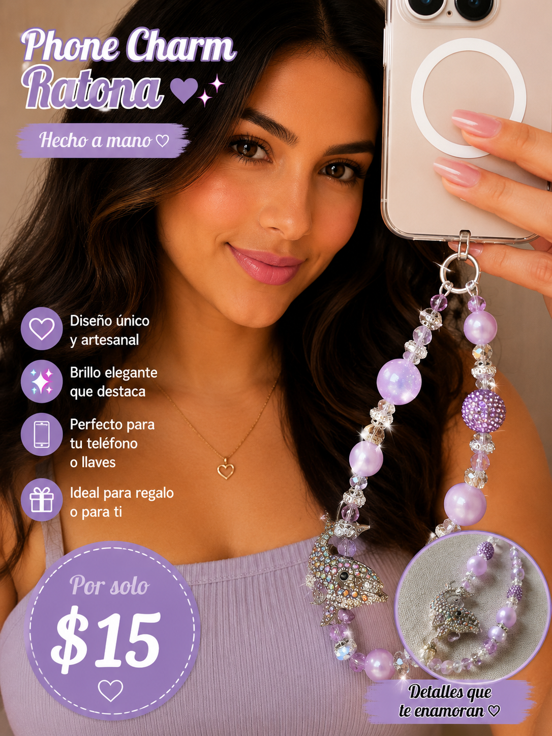 Phone Charm con delfín