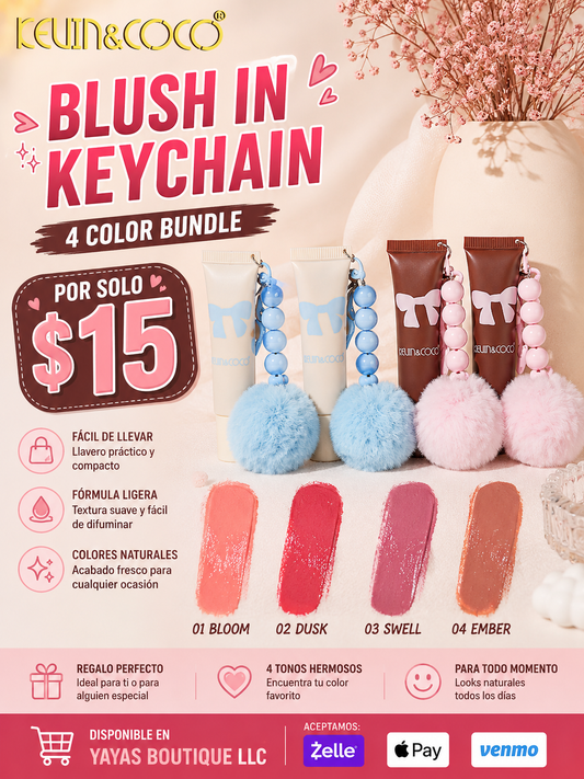 BIG KID LIQUID BLUSH WITH POM POM KEYCHAIN