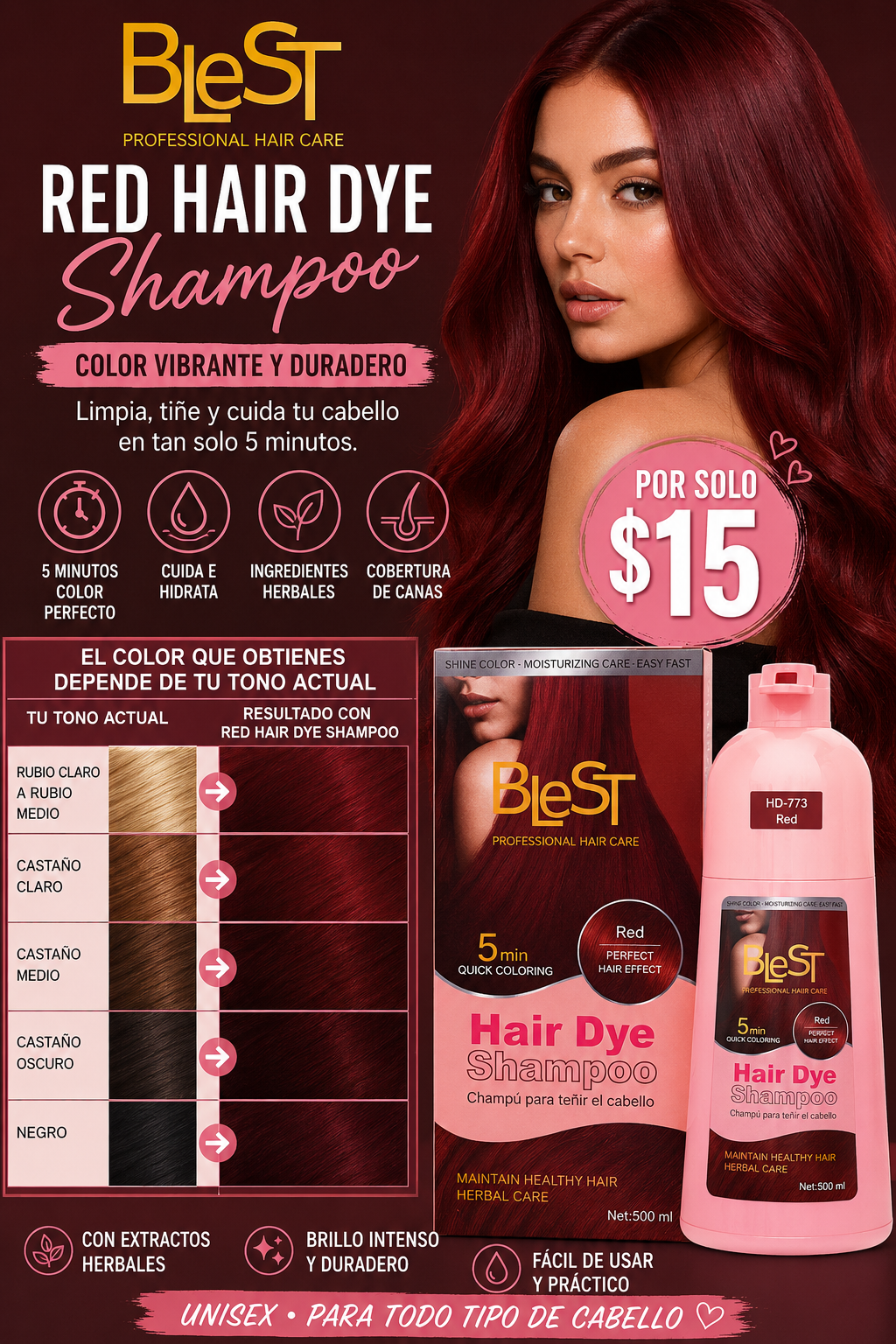 Blest Red color shampoo