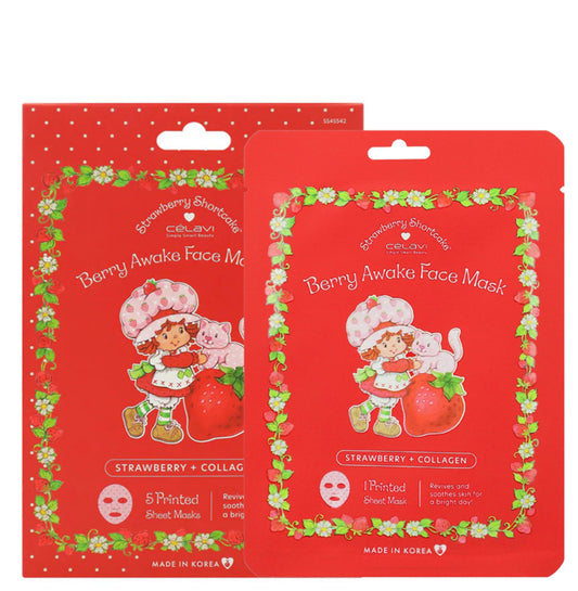 CELAVI 5PC STRAWBERRY SHORTCAKE FACE SHEET MASK SET