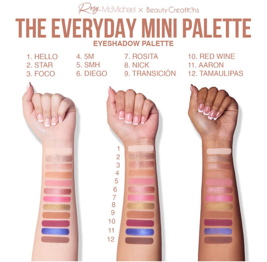 ROSY MCMICHAEL X BEAUTY CREATIONS ROSY'S ESSENTIALS VOL. 1: "THE EVERYDAY MINI PALETTE" 12-COLOR SHADOW PALETTE