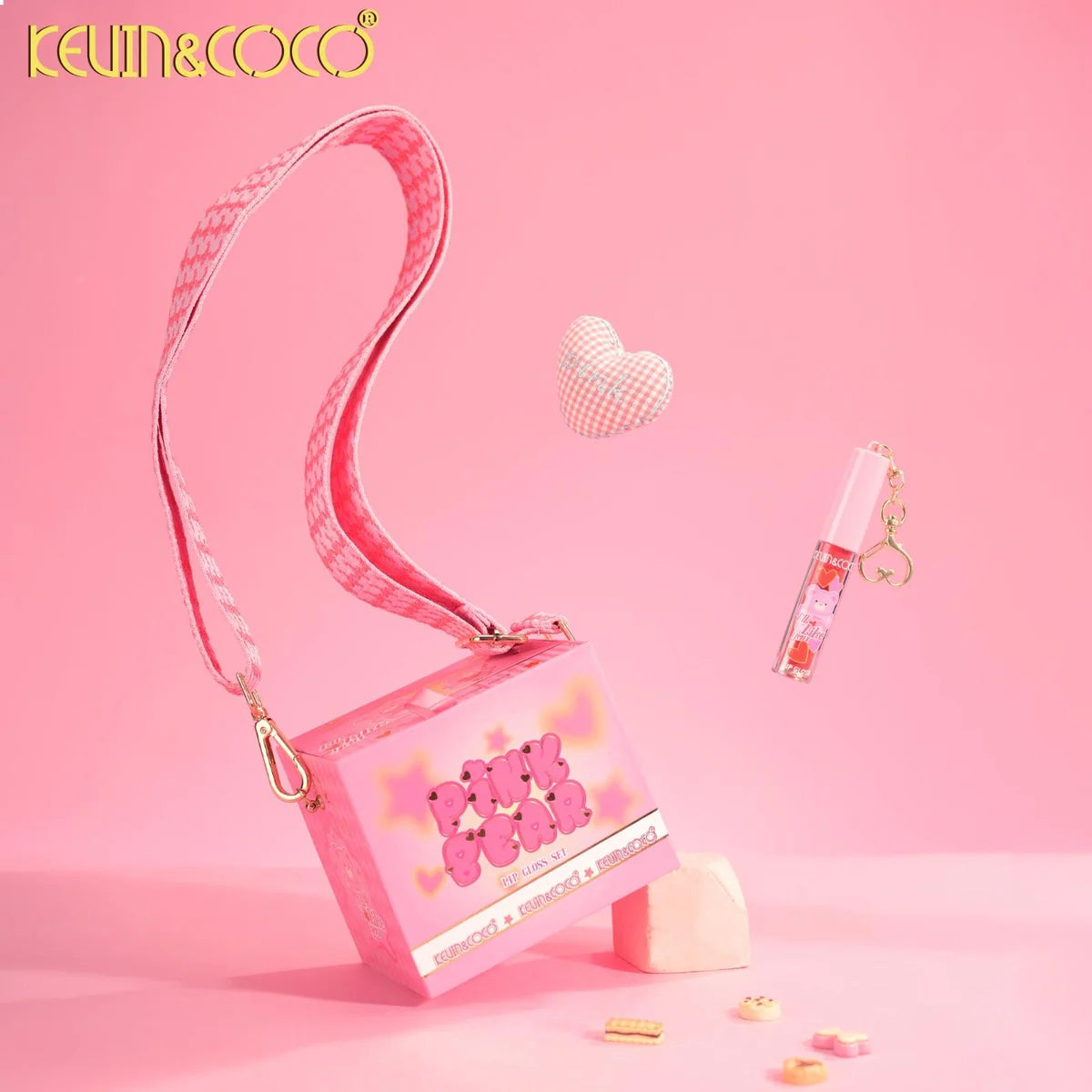 🎀 ¡Pink Bear Lip Gloss Set de Kevin & Coco! 🐻💖