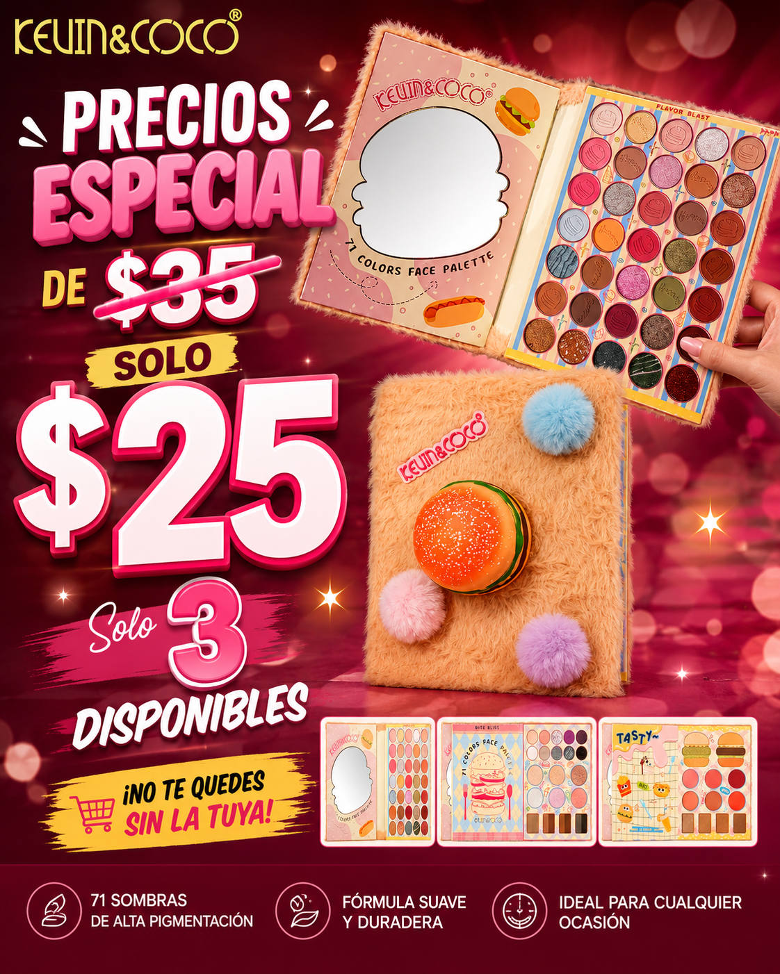 BURGER MUNCHIES STRESS-RELIEF MAKEUP & PAPER PAD SET