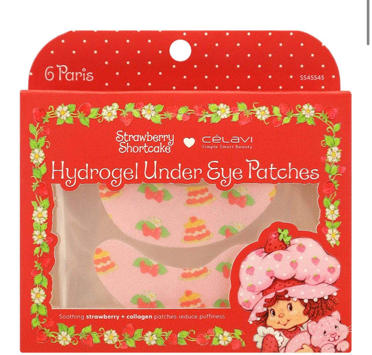 CELAVI STRAWBERRY SHORTCAKE 6 PAIR UNDER EYE HYDROGEL PADS