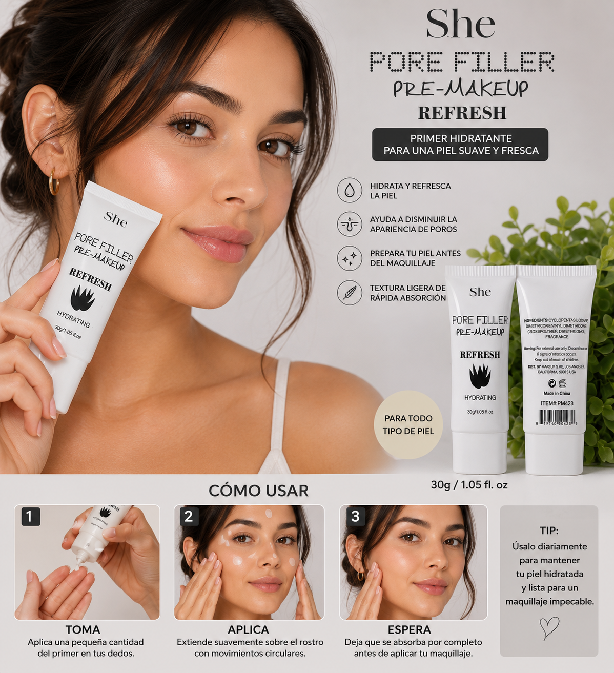 ✨ She Pore Filler Pre-Makeup Refresh – Hydrating Primer ✨