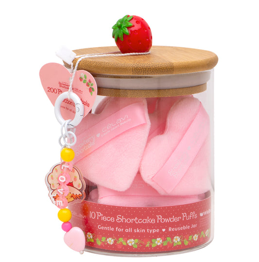 CELAVI STRAWBERRY SHORTCAKE mini heart sponges W REUSABLE JARS