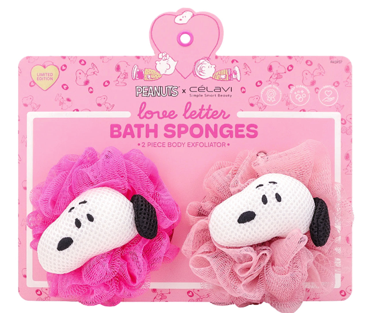 CELAVI X PEANUTS 2PC BATH SPONGE