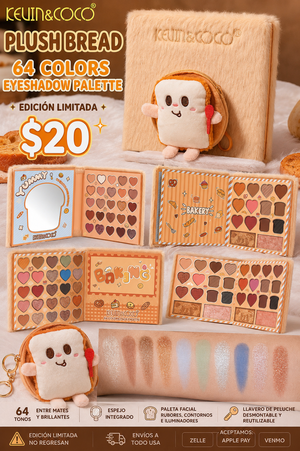 PLUSH BREAD 64 COLORS EYESHADOW PALETTE