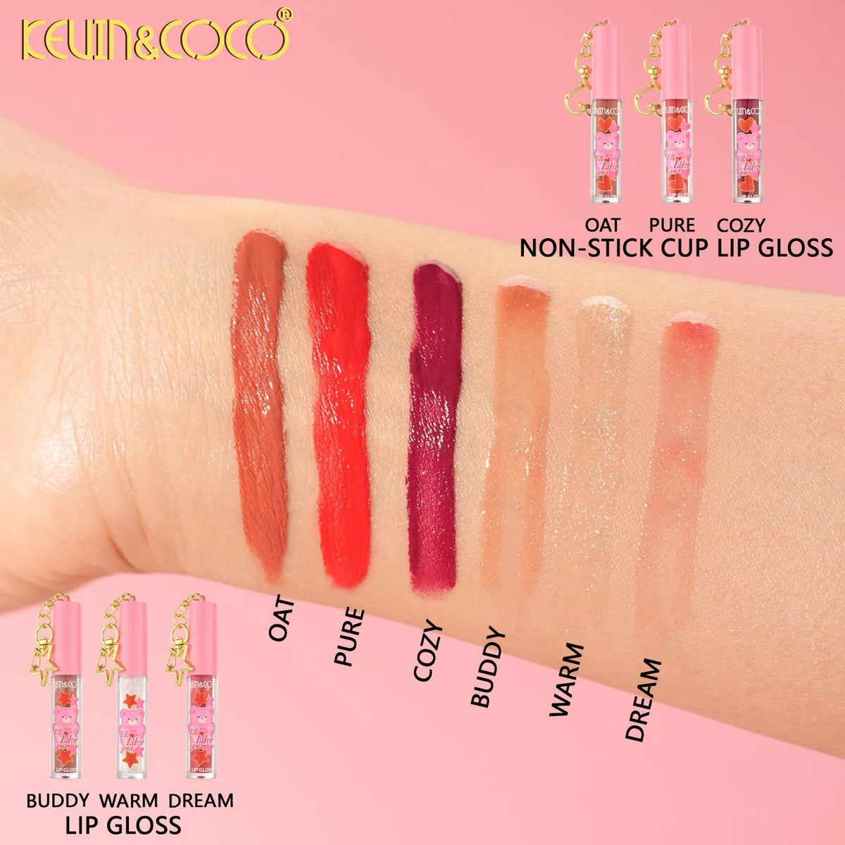 🎀 ¡Pink Bear Lip Gloss Set de Kevin & Coco! 🐻💖