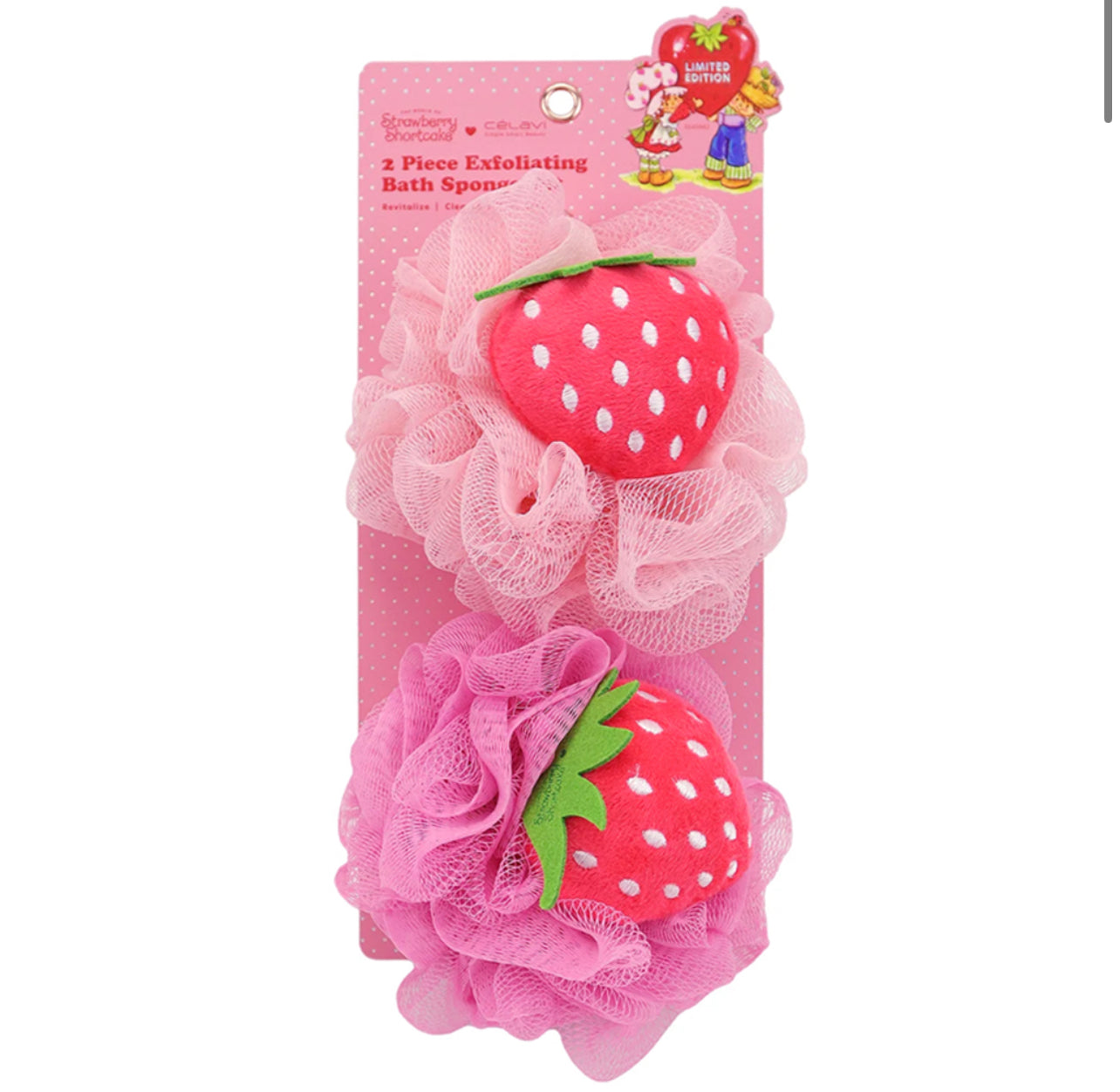 CELAVI STRAWBERRY SHORTCAKE 2PC BATH SPONGE SET