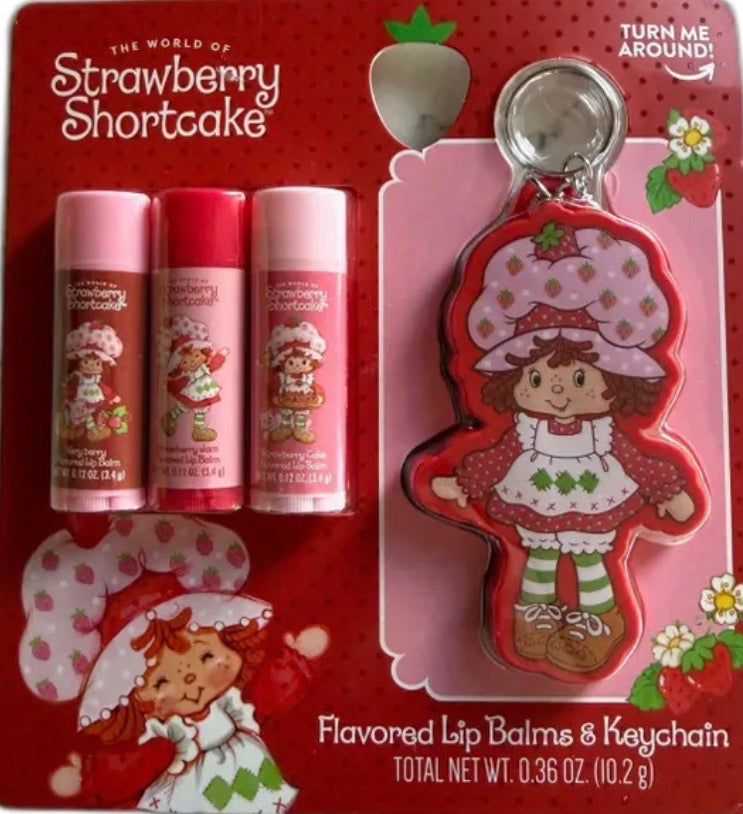 Strawberry shortcake lip balm con keychain