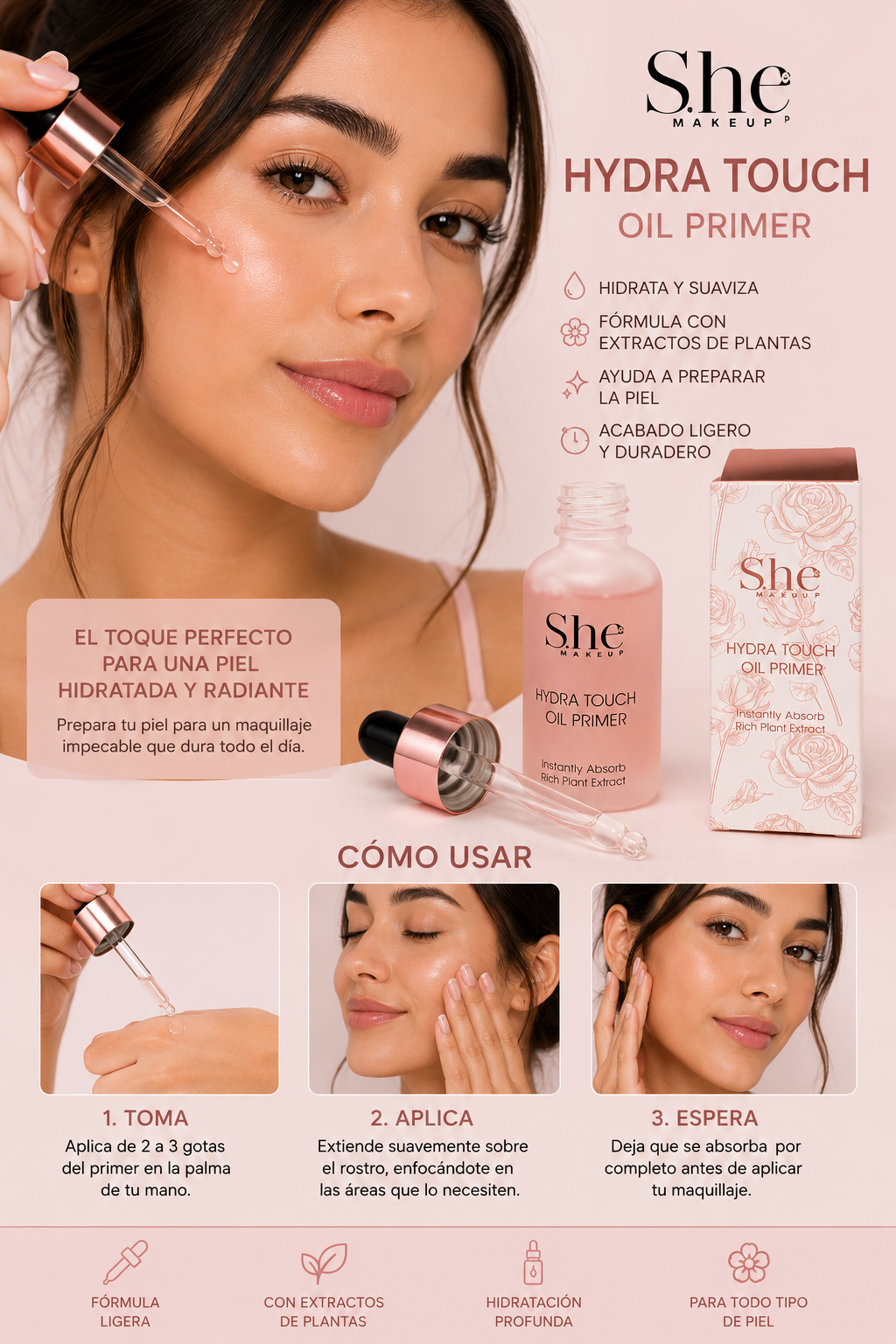 🌸 She Makeup – Hydra Touch Oil Primer 🌸