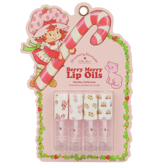 CELAVI STRAWBERRY SHORTCAKE 4PC LIP OIL SET