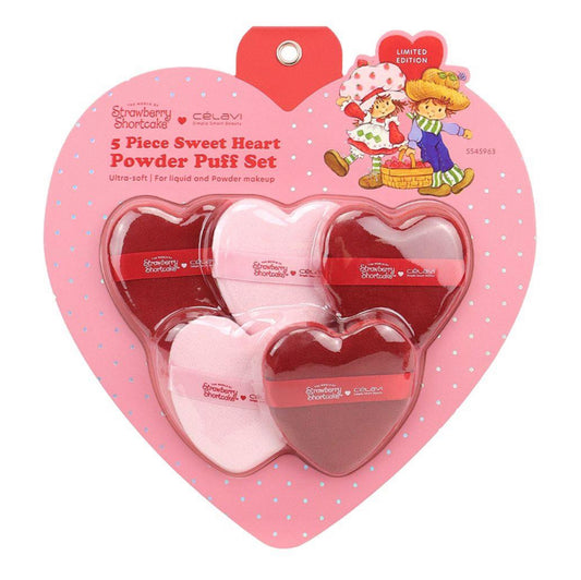 CELAVI STRAWBERRY SHORTCAKE 5PC SWEET HEART POWDER PUFF SET