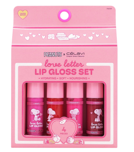 CELAVI X PEANUTS LOVE LETTER 4PC LIP GLOSS SET