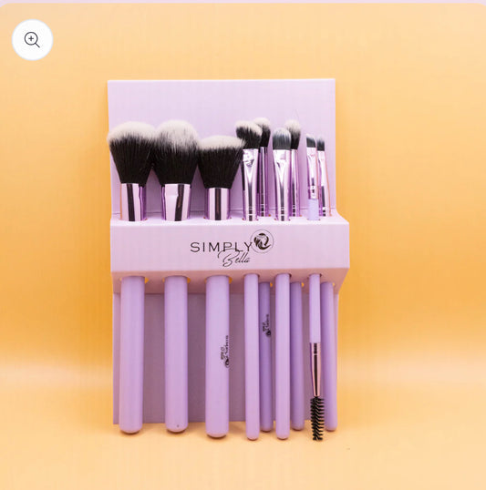 9-Piece Makeup Brush Set – Pink & Purple Precision