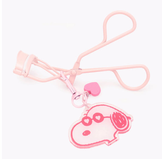 CELAVI PEANUTS PINK EYELASH CURLER WITH KEYCHAIN