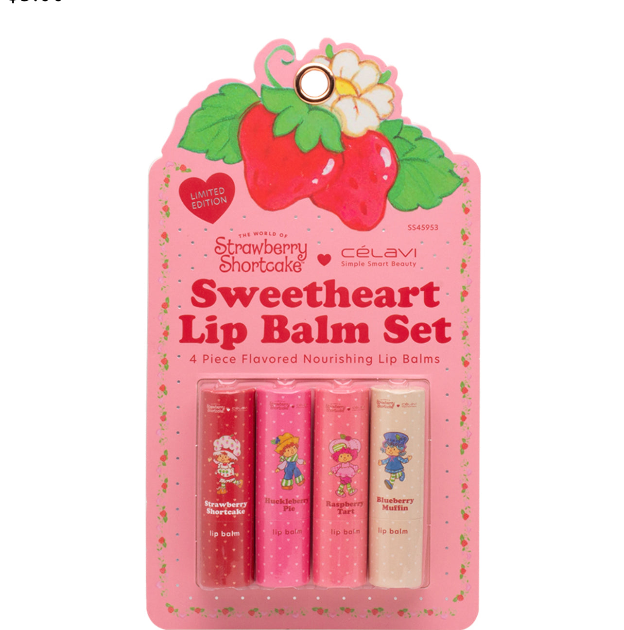 CELAVI STRAWBERRY SHORTCAKE SWEETHEART 4PC LIP BALM