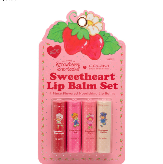 CELAVI STRAWBERRY SHORTCAKE SWEETHEART 4PC LIP BALM