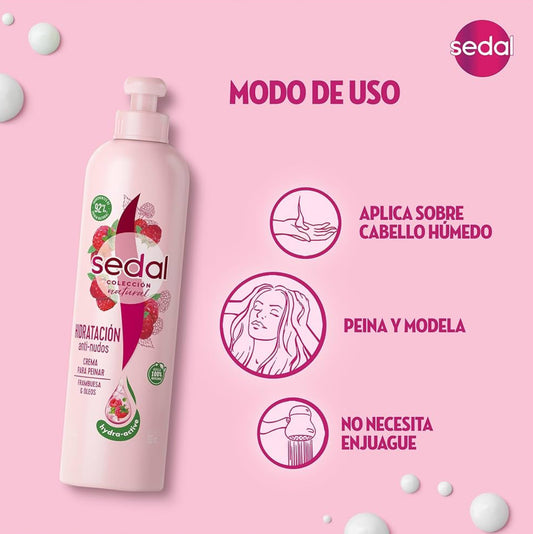 SEDAL Crema Para Peinar Hidratación Anti-Nudos, Ideal Para Cabello Maltratado, Dejándolo Hidratado, Suave Y Fácil De Desenredar